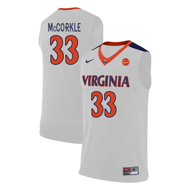 Men #33 Carson McCorkle Virginia Cavaliers College Basketball Jerseys Sale-White - Click Image to Close